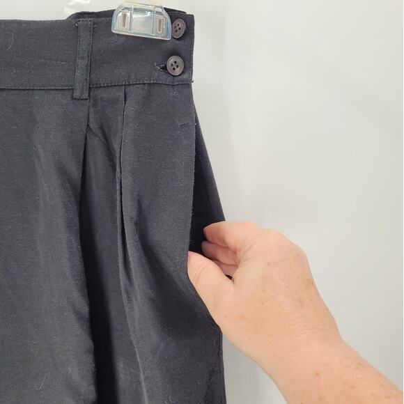 Vintage Esprit Black Sheen Pleated Side Button Parachute Pants 80s 90s size 9-10 - Picture 7 of 13